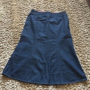 Liz Claiborne Navy Midi Denim/Jean Skirt
